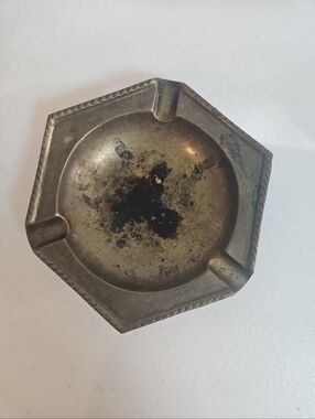 Vintage Brass Hexagon Ashtray Mid Century Catchall Trinket Retro Decor Hotel